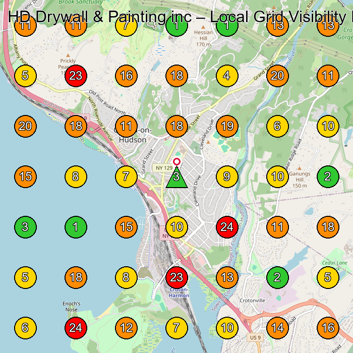 HD Drywall & Painting inc Dry Wall Contractor GeoGrid ranking map for Croton-On-Hudson NY
